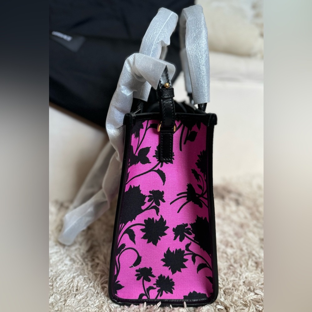 ***NIB & RARE VERSACE*** Floral Book Small Canvas Leather 2-Way Tote Bag LUXURY - Picture 4 of 15